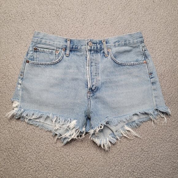 Agolde Shorts 27 Blue Parker Vintage Cut Off Button Fly Swapmeet A026B-1411 - Picture 2 of 9